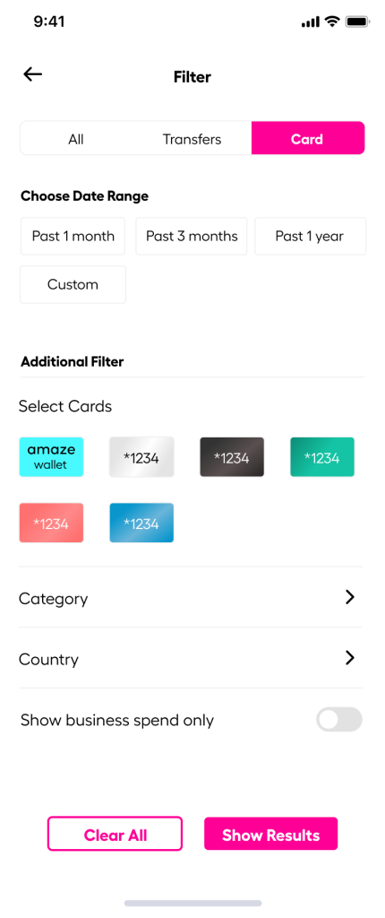 amaze on instarem app filter transaction